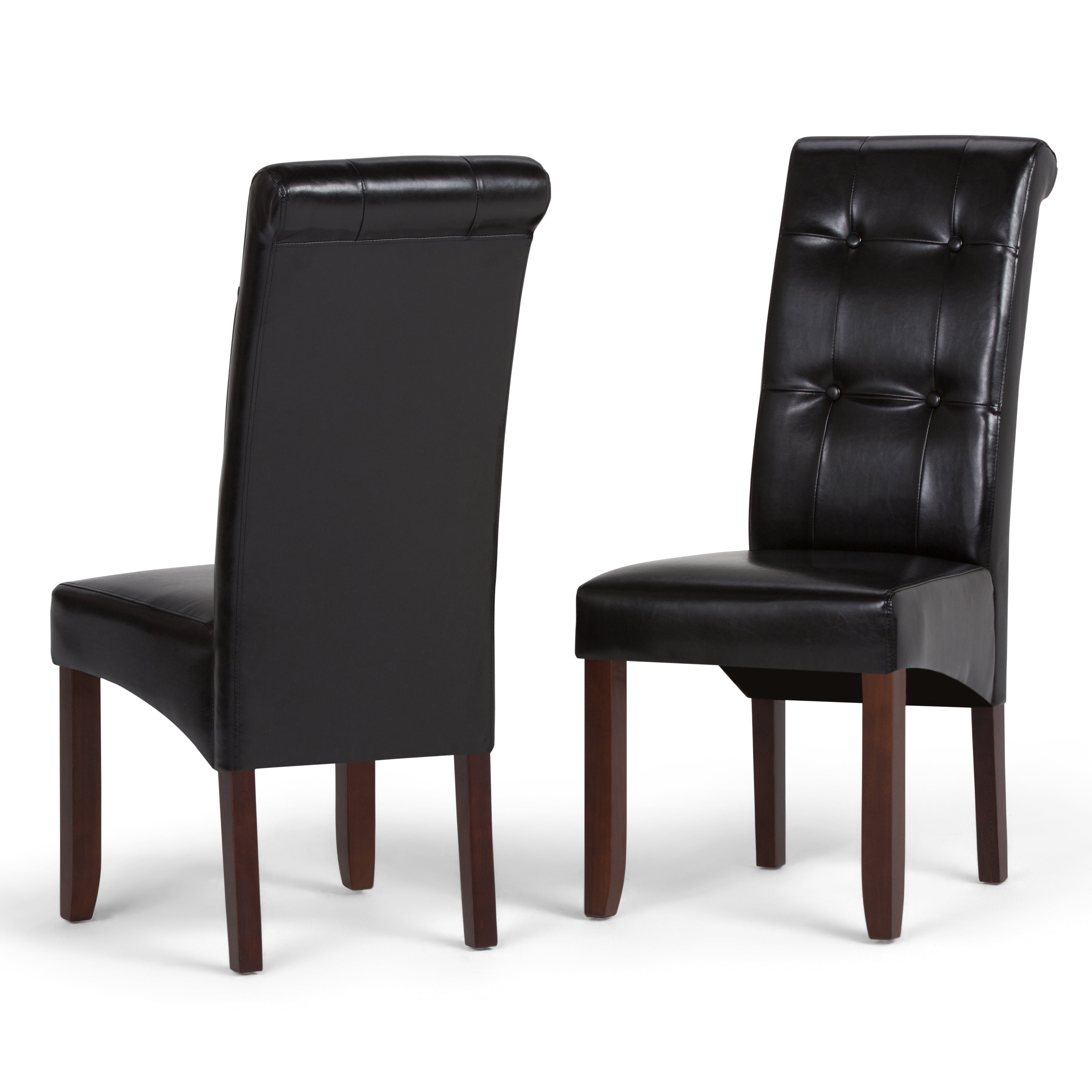 Midnight Black Faux Leather Upholstered Parsons Dining Side Chair
