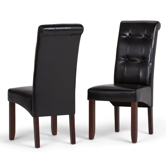 Simpli Home Cosmopolitan Parson Chair (Set of 2) in Midnight Black