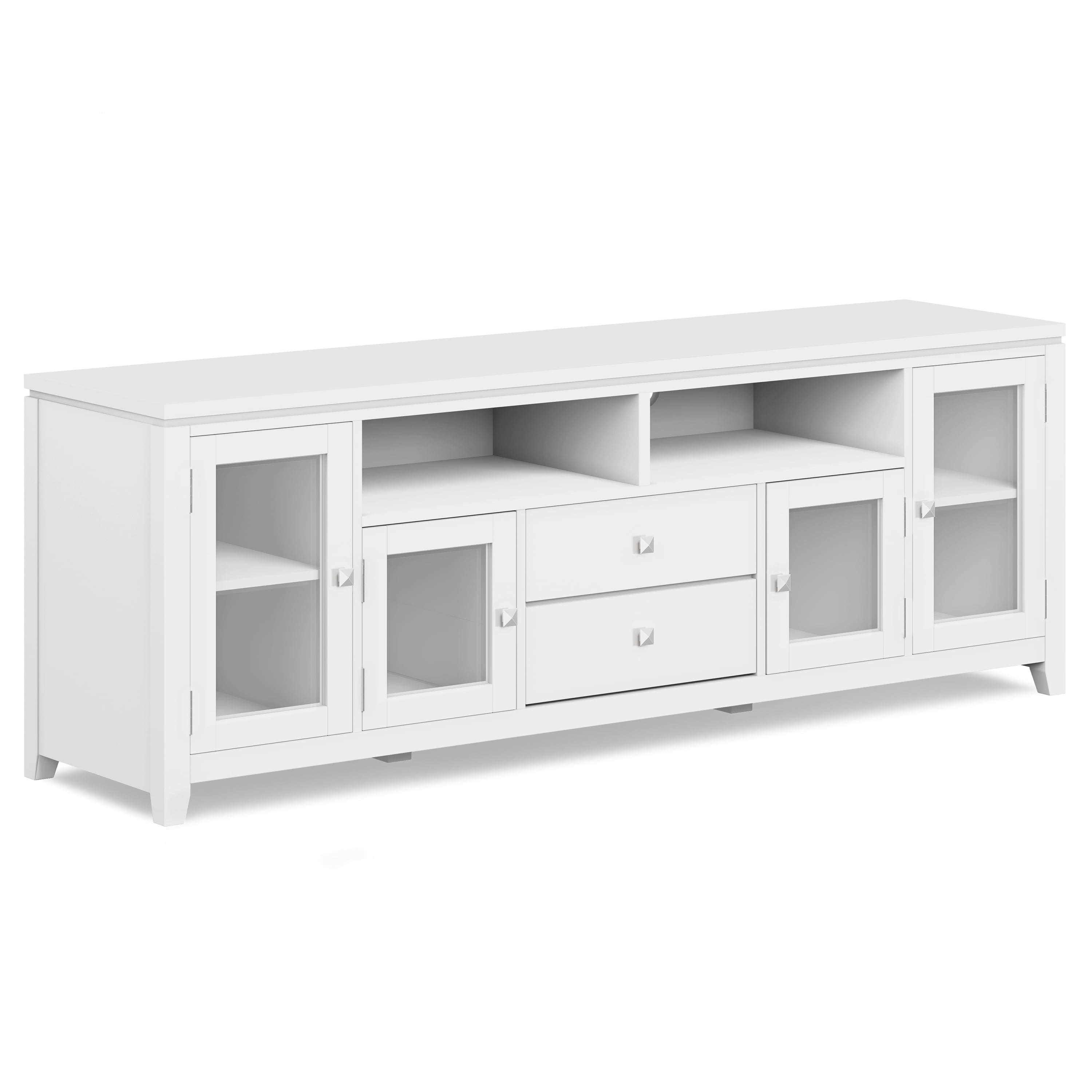 Cosmopolitan White Solid Wood 72" TV Media Stand with Cabinets