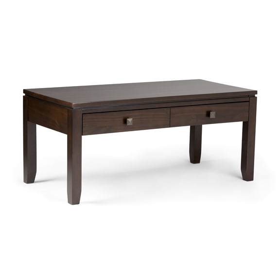 Cosmopolitan 42 inch Wide Solid Wood Contemporary Coffee Table in Mahogany Brown