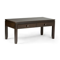 Simpli Home Cosmopolitan SOLID WOOD 42 inch Wide Rectangle Contemporary Coffee Table in Mahogany Brown