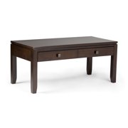 Simpli Home Cosmopolitan 42 inch Wide Solid Wood Coffee Table in Mahogany Brown