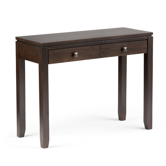 Simpli Home Cosmopolitan 38 inch Wide Solid Wood Contemporary Console Sofa Table in Mahogany Brown