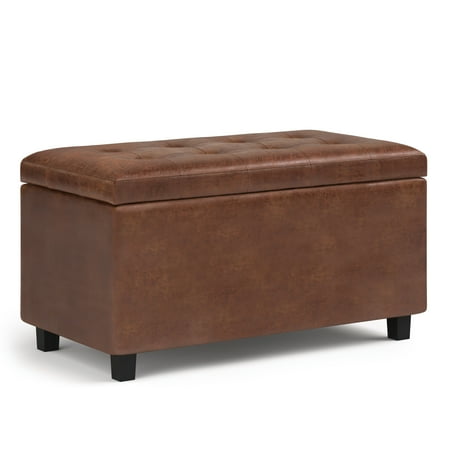 Simpli Home - Cosmopolitan Storage Ottoman - Distressed Saddle Brown