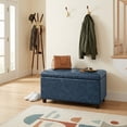thumbnail image 1 of Cosmopolitan 34 in.W Contemporary Storage Ottoman in Denim Blue Faux Leather, 1 of 14