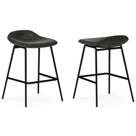 Simpli Home - Dafney Counter Height Stool (Set of 2) - Distressed Charcoal Grey