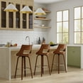thumbnail image 1 of Simpli Home Dallyn Contemporary Swivel Bar Stool (Set of 2) in Cream Vegan Faux Leather, 1 of 13