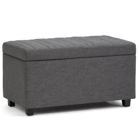 Simpli Home - Darcy 34 inch Wide Contemporary Rectangle Storage Ottoman Bench - Slate Gray