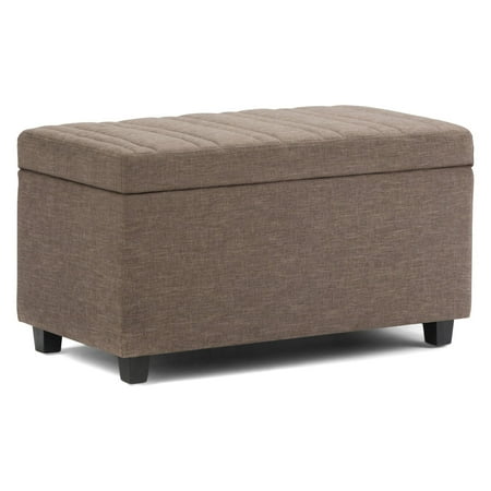 Simpli Home - Darcy Rectangular Traditional Wood/Engineered Wood Bench Ottoman With Inner Storage - Fawn Brown
