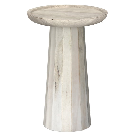 Simpli Home Dayton 13 inch Wide Solid Mango Wood Contemporary Wooden Accent Table in White Wash