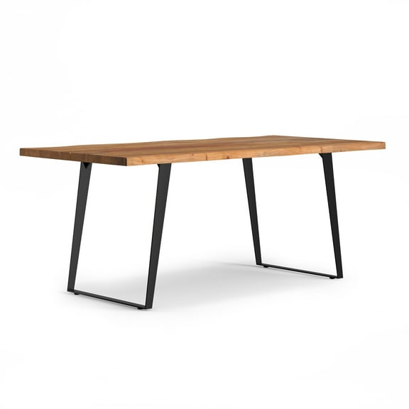 Simpli Home Delta 72 inch x 36 inch Rectangle Modern Industrial Dining Table in Natural