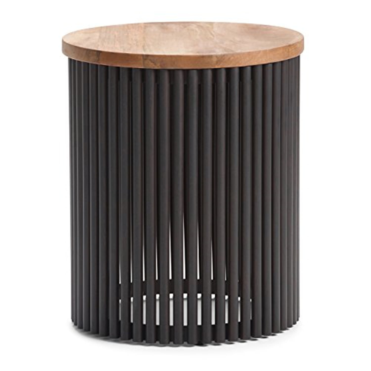 Simpli Home Demy Contemporary 18 inch Wide Metal and Wood Accent Side Table  in Natural, Black, Fully Assembled-Color:Natural and Black,Material:Metal ,Style:Contemporary