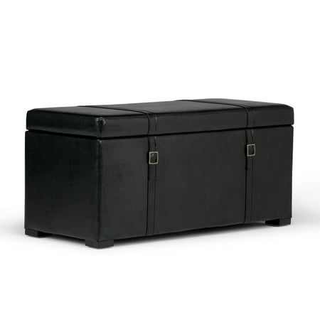 Simpli Home - Dorchester 5-Piece Rectangular Storage Ottoman Bench - Midnight Black