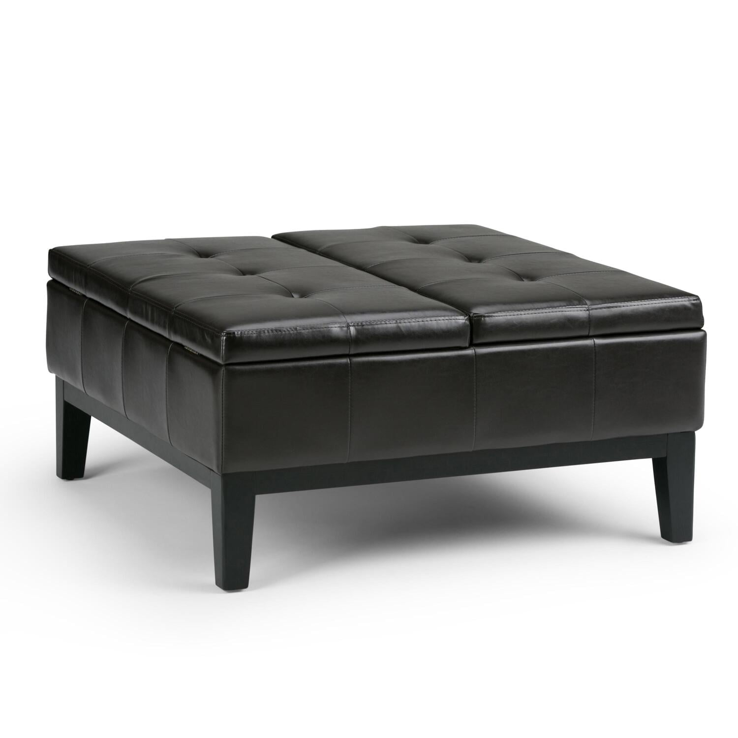 Tanner's Brown Faux Leather Tufted Storage Ottoman