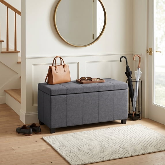Simpli Home Dover 36W Small Storage Ottoman Bench