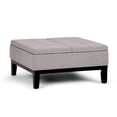 thumbnail image 1 of Simpli Home Dover 36 inch Wide Contemporary Square Coffee Table Storage Ottoman in Cloud Grey Linen Look Fabric, 1 of 3