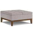 thumbnail image 1 of Simpli Home Dover 36 inch Wide Contemporary Square Lift Top Coffee Table Storage Ottoman in Cloud Grey Polyester Linen, Assembled, 1 of 14