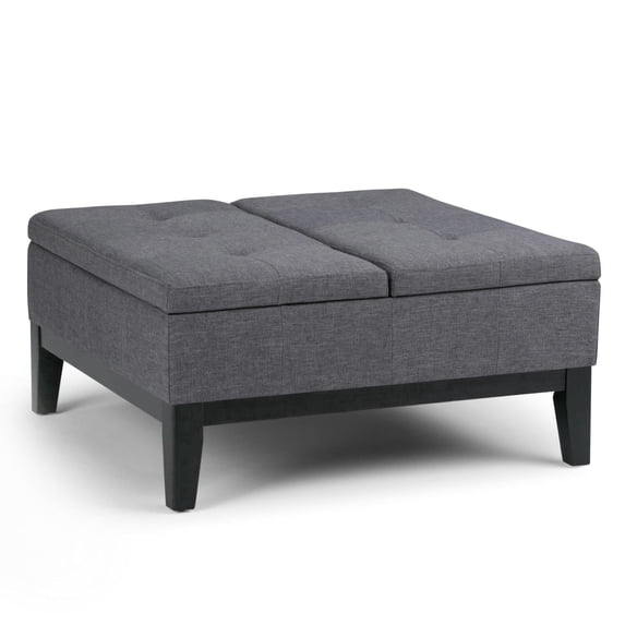 Simpli Home Dover Coffee Table Storage Ottoman in Slate Gray