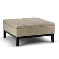 thumbnail image 1 of Simpli Home Dover 36 inch Wide Contemporary Square Coffee Table Storage Ottoman in Satin Cream Vegan Leather, 1 of 11