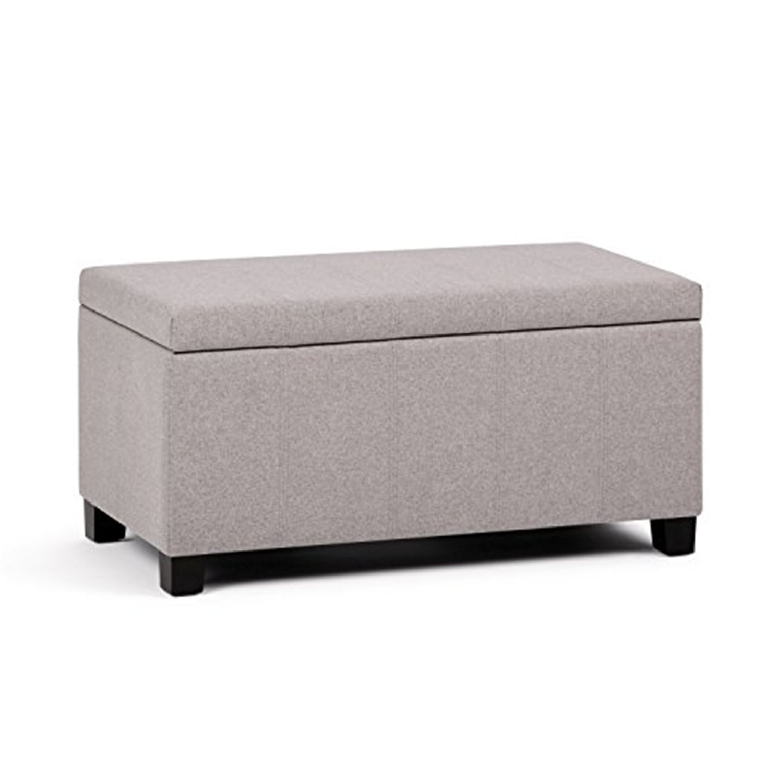 Gray Cloud Tufted Wood Storage Bench Ottoman