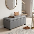 thumbnail image 1 of Dover 36" W Rectangle Storage Ottoman Bench in Stone Gray Faux Leather, 1 of 13