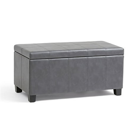 Simpli Home - Dover Rectangular Contemporary Wood/Foam Bench Ottoman With Inner Storage - Stone Gray