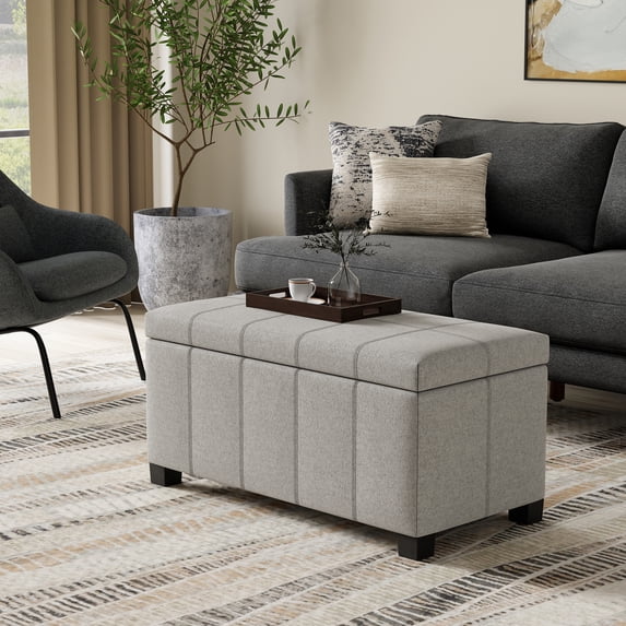Simpli Home Dover Storage Bench in Cloud Gray