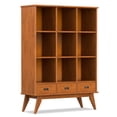 thumbnail image 1 of Simpli Home Draper 42 inch Wide Solid Hardwood Mid-Century Storage Bookcase in Teak Brown, 1 of 12