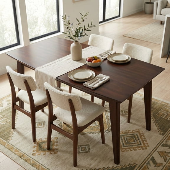 Simpli Home Draper 66 inch Wide Solid Wood Dining Table, Deep Brown