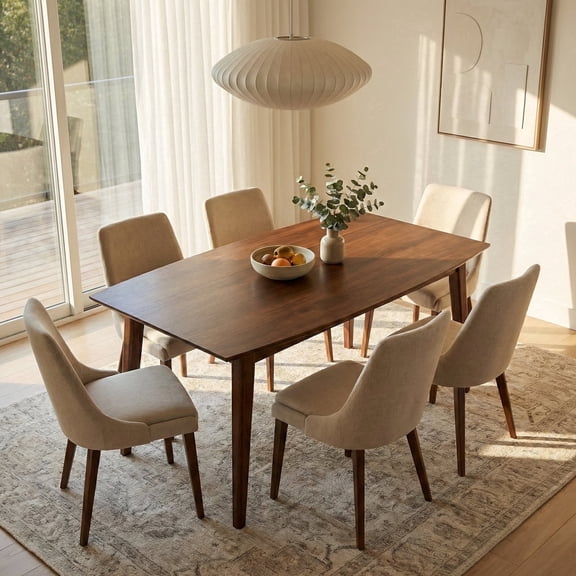 Simpli Home Draper 66 inch Wide Solid Wood Dining Table, Warm Walnut