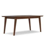 Simpli Home Draper SOLID WOOD and Rubberwood 66 inch x 40 inch Rectangle Mid Century Modern Dining Table in WALNUT WOOD