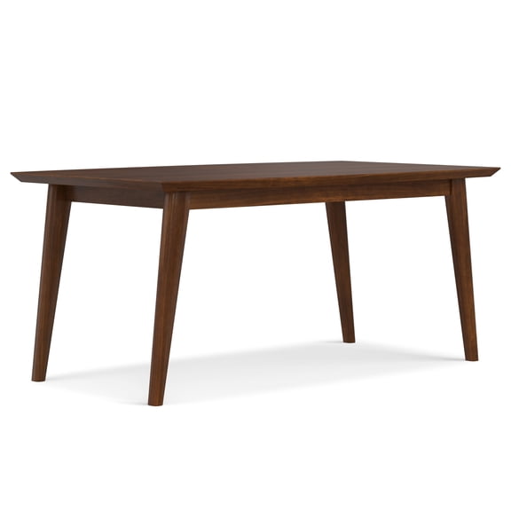 Simpli Home Draper SOLID WOOD and Rubberwood 66 inch x 40 inch Rectangle Mid Century Modern Dining Table in WALNUT WOOD