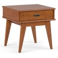 thumbnail image 1 of Simpli Home Draper 22 inch Wide Solid Wood Mid Century Modern End Table in Teak Brown, 1 of 3
