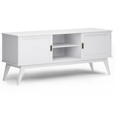 Simpli Home Draper Mid Century Low TV Media Stand in Black