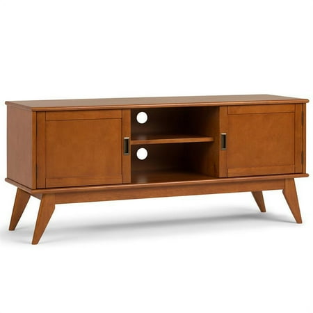 Simpli Home - Draper Mid Century TV Cabinet for Most TVs Up to 66" - Teak Brown