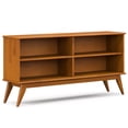 thumbnail image 1 of Simpli Home Draper 30 inch x 64 inch Solid Wood Mid Century Modern Low Bookcase in Teak Brown, 1 of 12