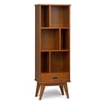 thumbnail image 1 of Simpli Home Draper 64 inch x 22 inch Solid Wood Mid Century Modern Bookcase and Storage Unit in Teak Brown, 1 of 6