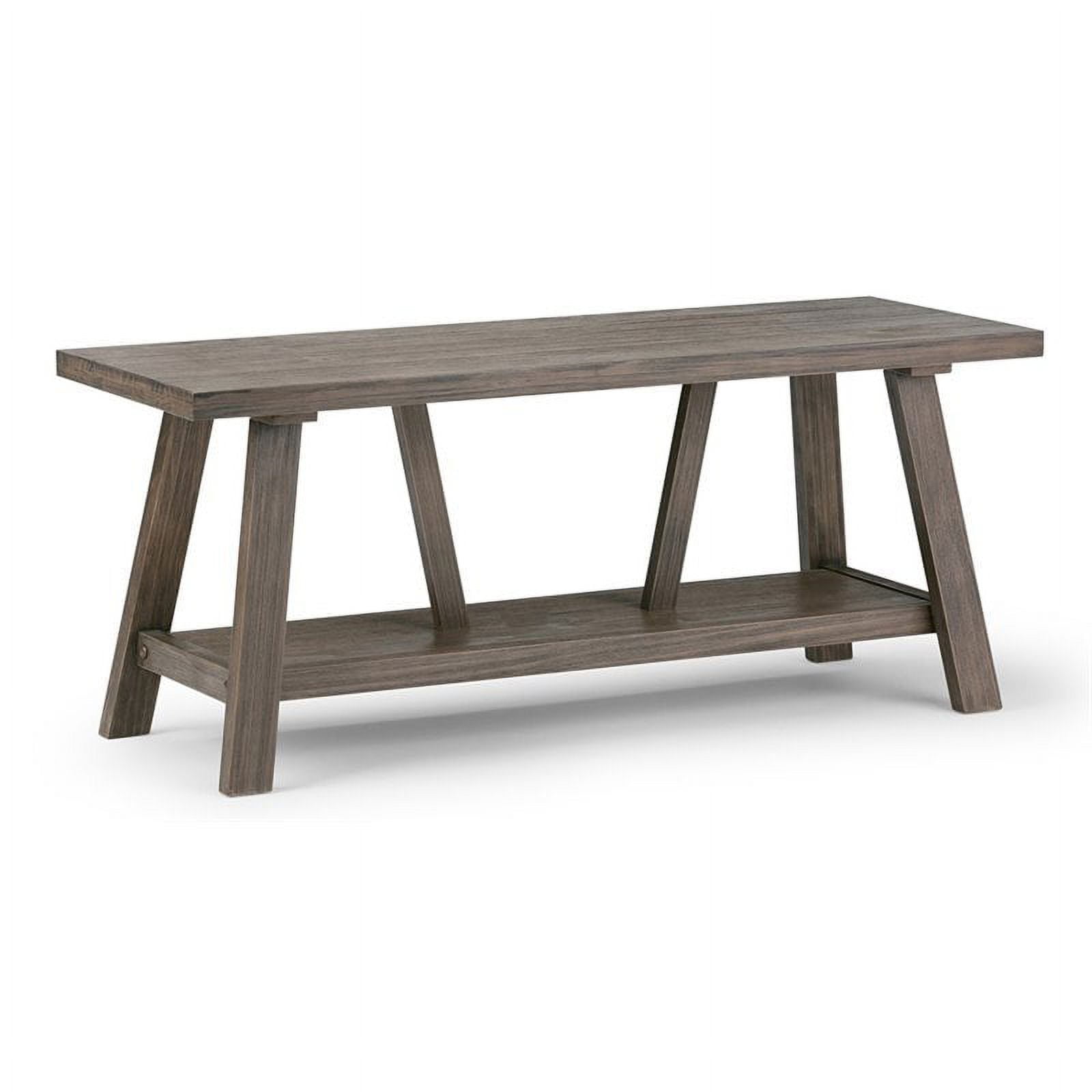 Driftwood Solid Hardwood 48" Industrial Storage Bench Ottoman