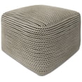 thumbnail image 1 of Simpli Home Eastmont 18 inch Wide Boho Square Pouf in Cream Handwoven PET Polyester, 1 of 6