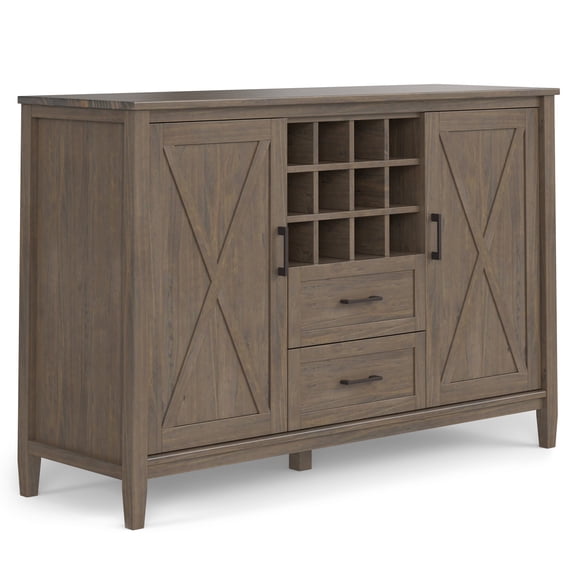 Simpli Home Ela SOLID WOOD and Pine 54 inch x 18 inch Rectangle Transitional Sideboard with Wine Storage in Smoky Brown