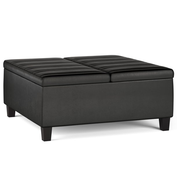 Simpli Home Ellis 36 inch Wide Contemporary Square Coffee Table Storage