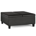 thumbnail image 1 of Ellis 36 inch Wide Contemporary Square Coffee Table Storage Ottoman in Distressed Black Vegan Leather, 1 of 13