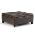 thumbnail image 1 of Ellis 36 inch Wide Contemporary Square Coffee Table Storage Ottoman in Chocolate Brown Vegan Leather, 1 of 6