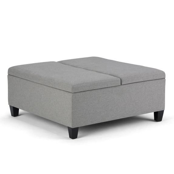 Simpli Home Ellis Storage Coffee Table Ottoman in Dove Gray