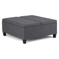 thumbnail image 1 of Ellis 36 inch Wide Contemporary Square Coffee Table Storage Ottoman in Slate Grey Linen Look Fabric, 1 of 9