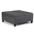 thumbnail image 1 of Ellis 36 inch Wide Contemporary Square Coffee Table Storage Ottoman in Stone Grey Vegan Leather, 1 of 6