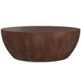 thumbnail image 1 of Simpli Home Elmbrook 34 inch Wide Solid Mango Modern Industrial Drum Coffee Table in Walnut Brown, Assembled, 1 of 8
