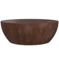 thumbnail image 1 of Simpli Home Elmbrook 34 inch Wide Solid Mango Modern Industrial Drum Coffee Table in Walnut Brown, Assembled, 1 of 7