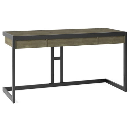 Simpli Home - Erina Rectangular Modern Industrial Solid Acacia Wood 2-Drawer Table - Distressed Grey