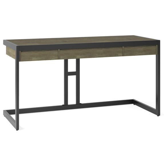 Simpli Home Erina 60" Wide Writing Office Desk in Gray